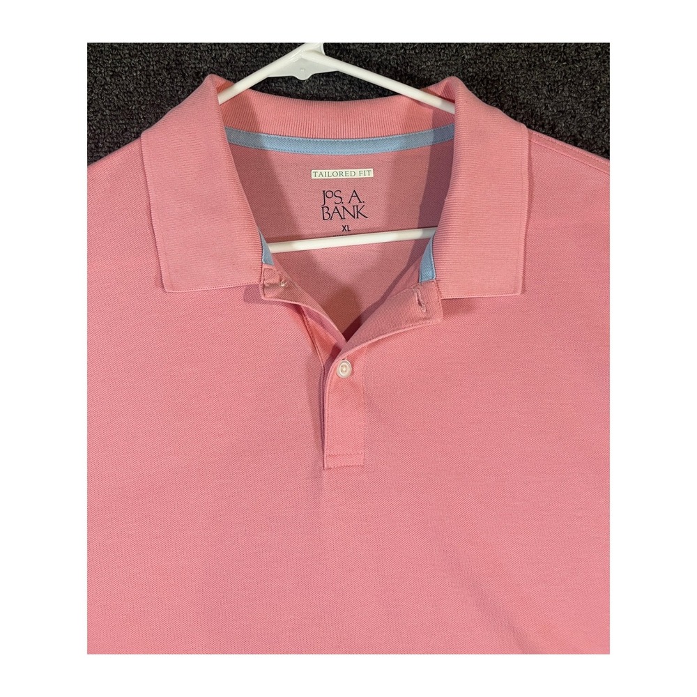 Jos. A. Bank Mens XL Tailored Fit Polo Shirt Salmon Pink Short Sl Cotton Blend